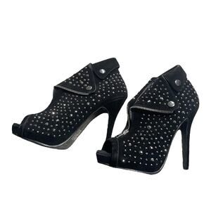 Ellie Shoes Women's Size 7 Chastity Vegan Suede Bootie Heels Black